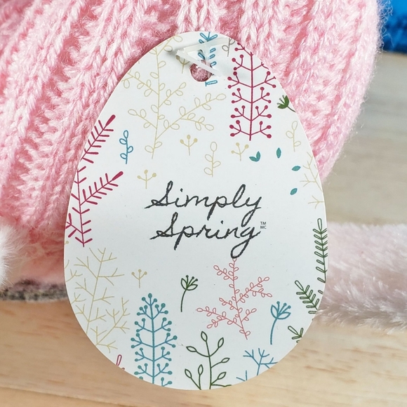 Spring Gnome Plush Wearing Pink Hat w/ Reading Glasses & White Sequin Bunny Ears - Picture 11 of 11